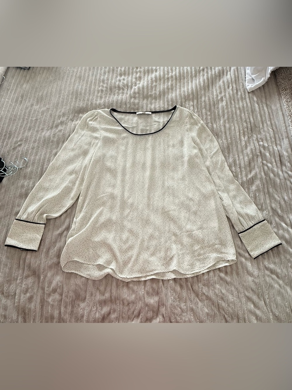 LOFT White Blouse with Black Trim